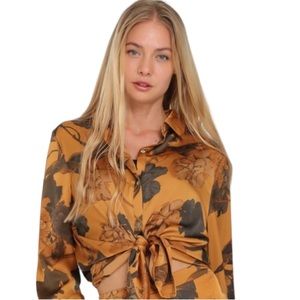 Golden Fall Long Sleeve Button Down Blouse NWT - (#0216)